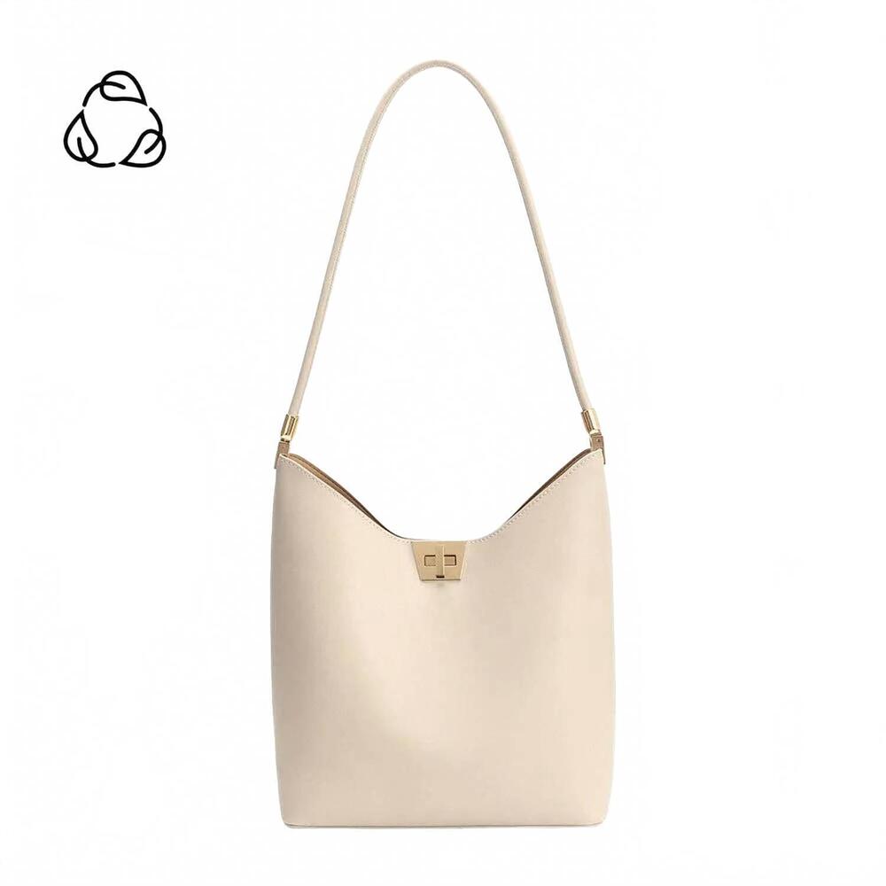 NEW MELIE BIANCO women's billie recycled vegan leather tote bag in bone